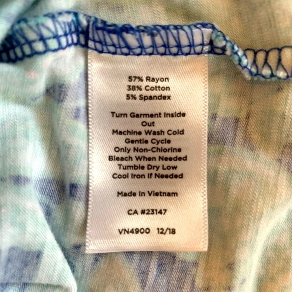 T By Talbots Dress L Casual Shift Dress Paisley Blue Sleeveless Cotton Rayon - Picture 6 of 9